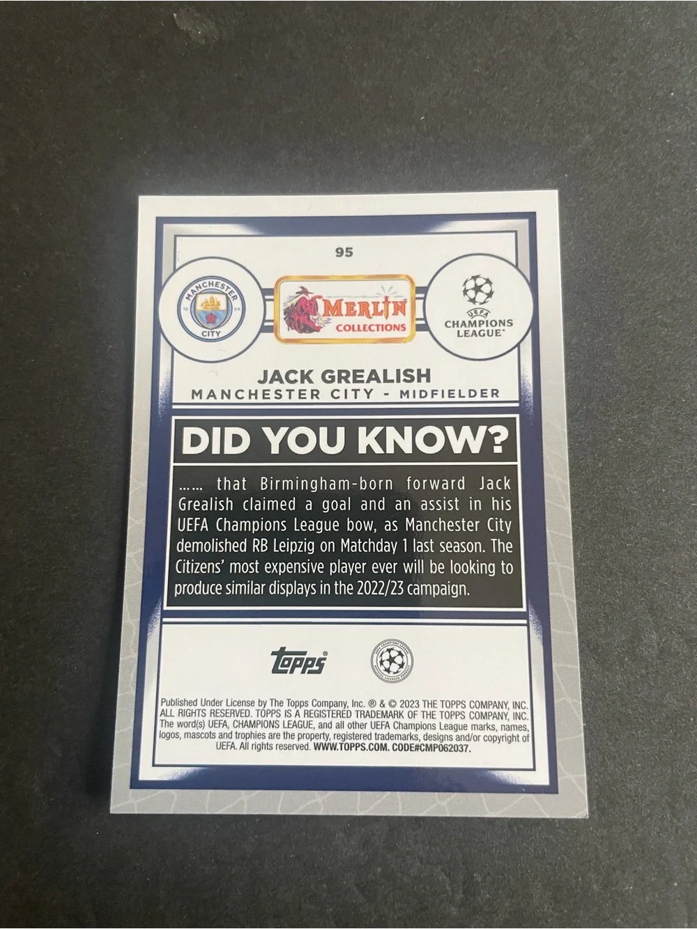 2023/24 Jack Grealish Manchester City 3 Base Card Lot